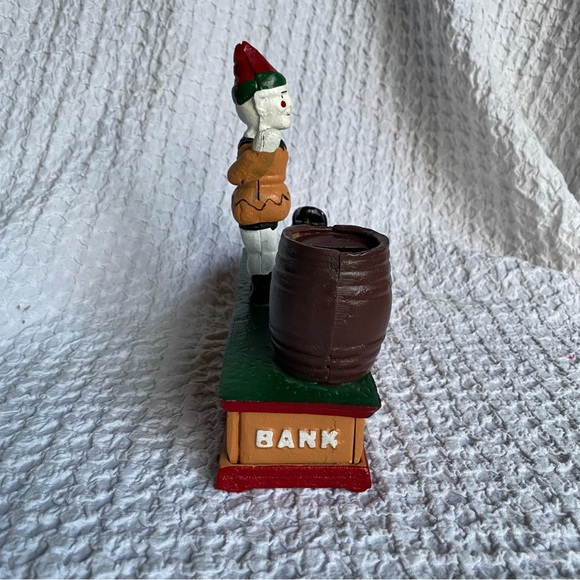 Vintage Cast Iron coin bank trick dog circus clown mechanical working coin bank - Picture 3 of 6